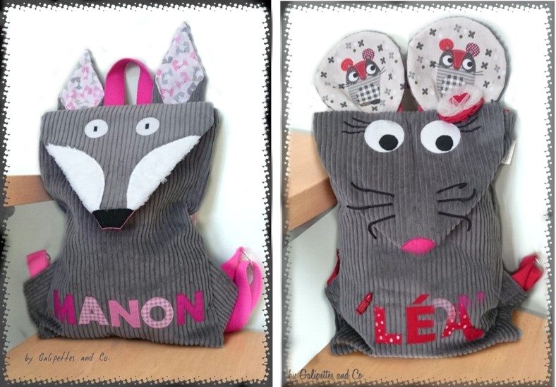 Sac à dos maternelle tête d’animaux humoristique