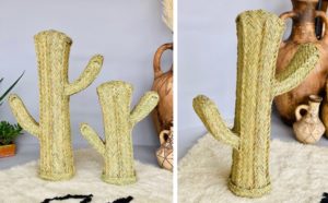 déco cactus ethnique chic en fibres naturelles déco bohème cactus en paille tressé salon