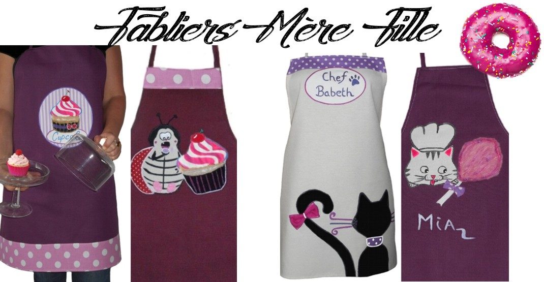 Tabliers mère et fille assortis, cuisinez avec votre enfant avec une touche de fun!