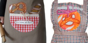 tablier de cuisine style campagne avec motif bretzel