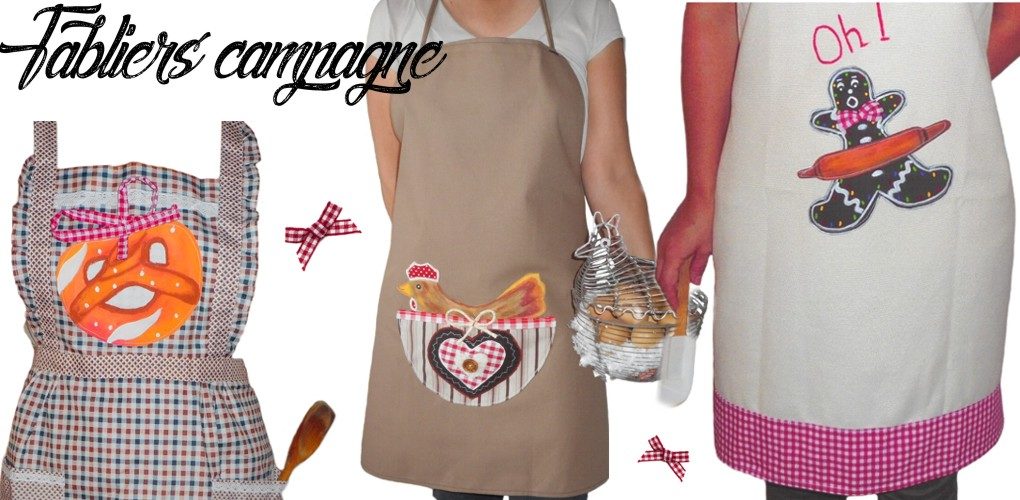 Des tabliers de cuisine de style campagne rustique
