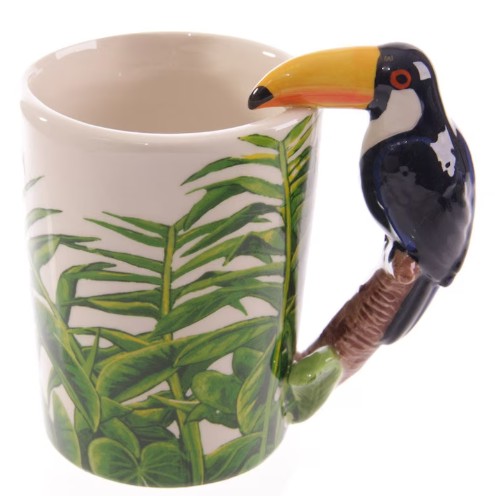 tasse relief avec oiseau tropical