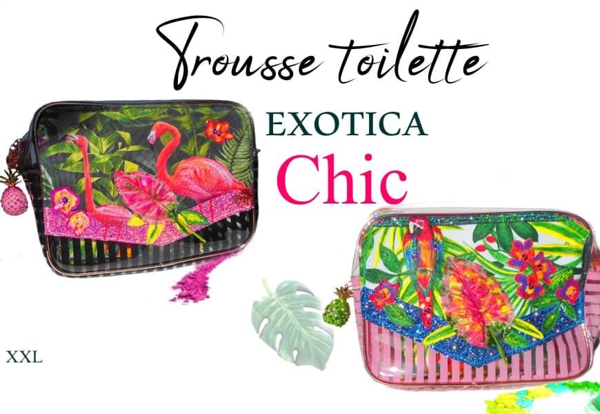 Magnifique trousse de toilette XXL style tropicale avec forêt exotique