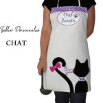 tablier femme beige tête de chat tablier de cuisine motif tête de chat