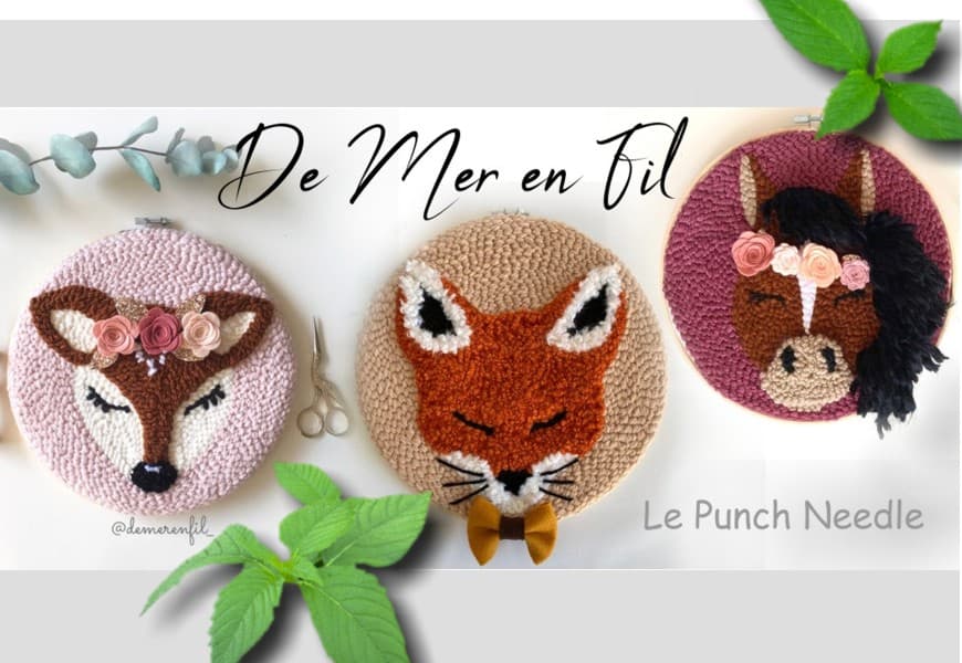 joli motif animaux avec le punch needle